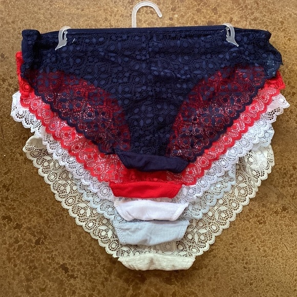 NAUTICA super‎ soft ribbed knit and lace bikini 5 pack underwear panties - Picture 1 of 9